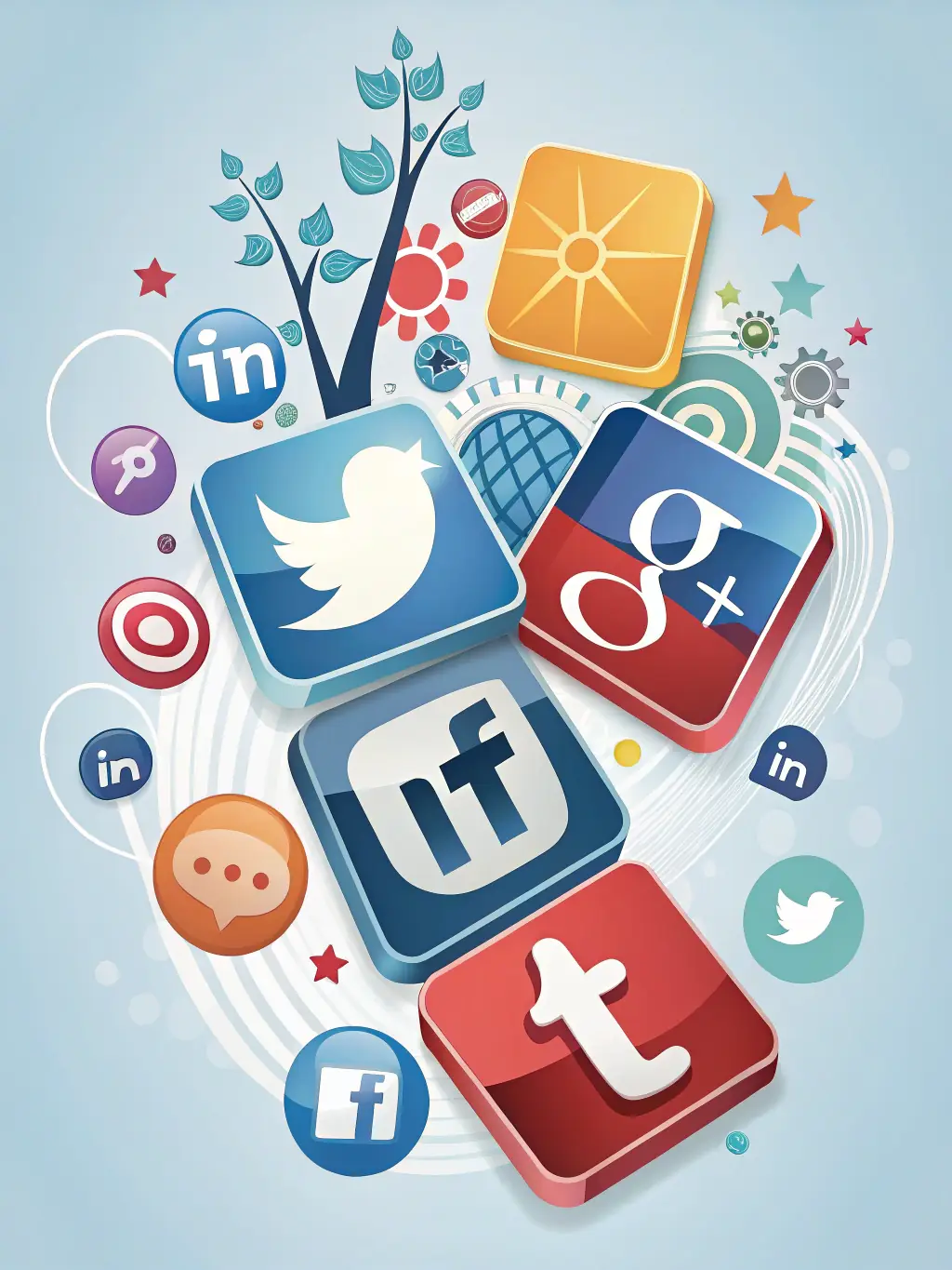 A vibrant image of various social media icons and content being shared across different platforms, highlighting the reach of social media marketing.