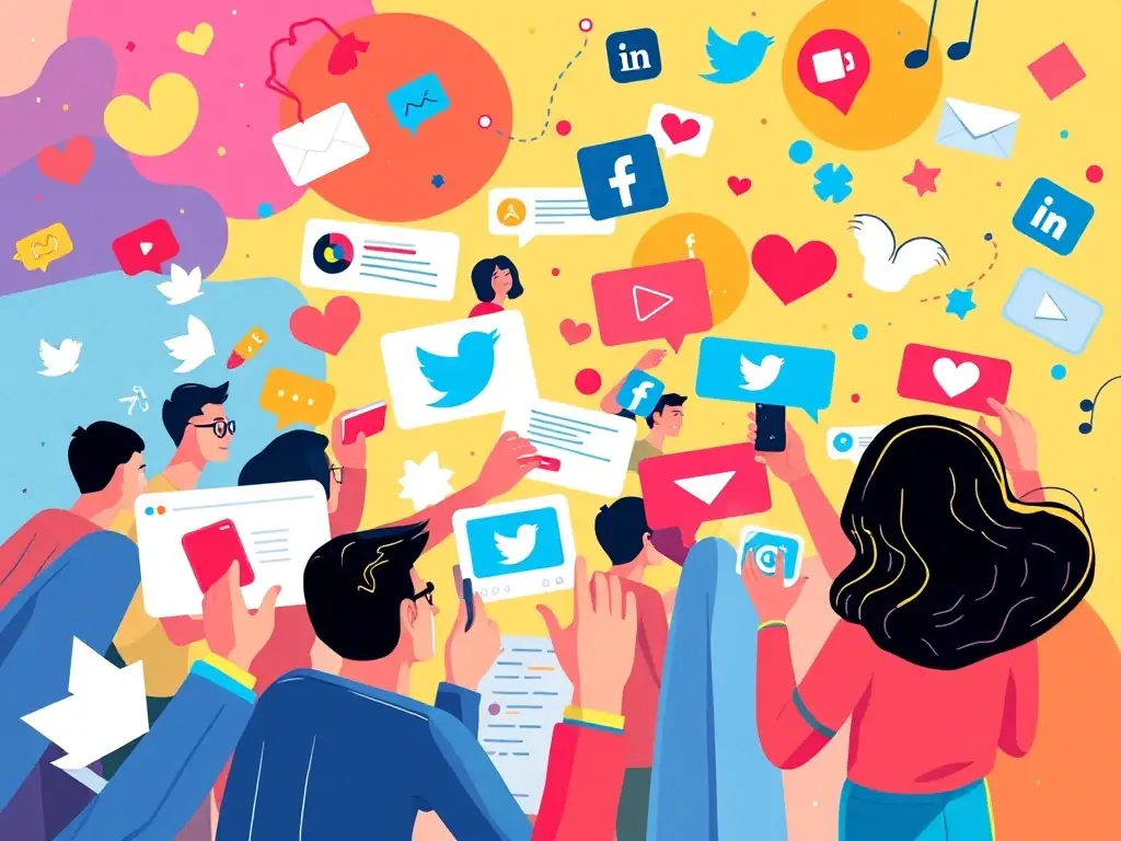 A vibrant social media feed showcasing engaging content and high levels of interaction, representing Adlet Co.'s social media marketing service.